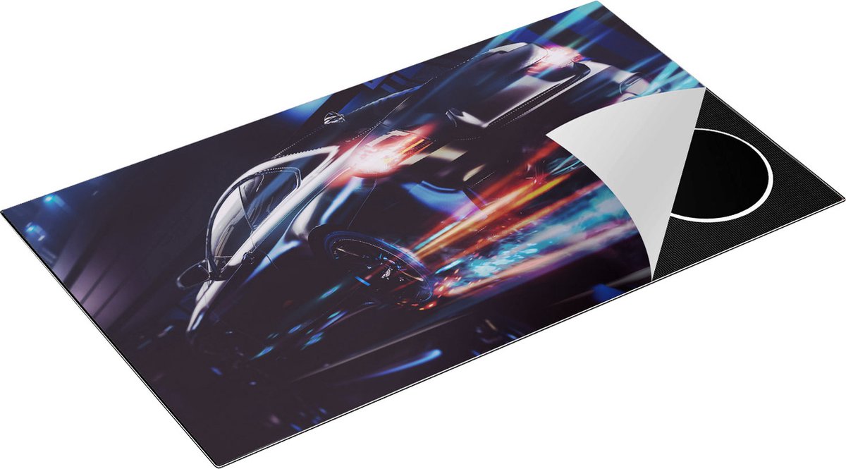 Chefcare Inductie Beschermer Zwarte Raceauto - Abstract - 91,2x52 cm - Afdekplaat Inductie - Kookplaat Beschermer - Inductie Mat