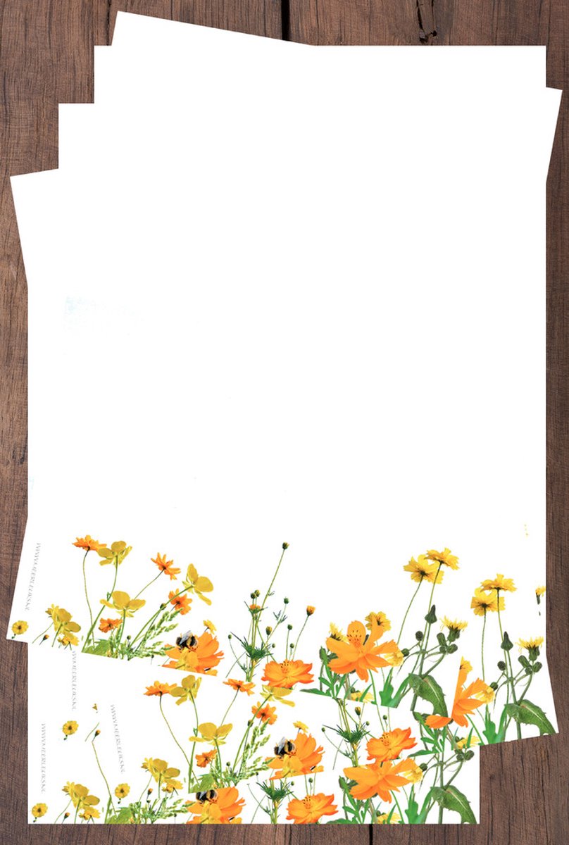24 vellen Briefpapier - Wildflowers - A4 formaat - Postpapier - Meer Leuks