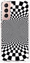 Siliconen Back Cover Geschikt voor Geschikt voor Samsung Galaxy S21 FE Telefoonhoesje met doorzichtige rand Illusie