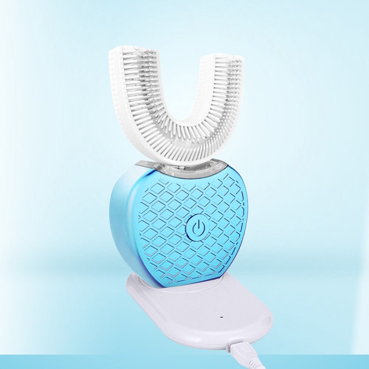 FutureBrush™ Elektrische Tandenborstel U-Vorm | Mondreiniging | Poetsen én bleken | Gebitsreiniging | Gebitsverzorging | Witte Tanden | Stralende Glimlach | 4 standen | Inclusief oplaadstation en kabel | Blauw