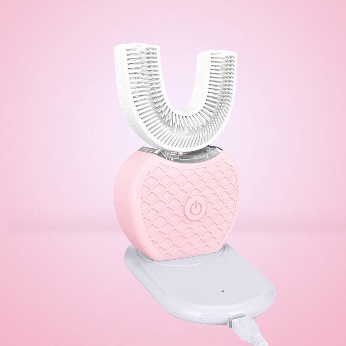 FutureBrush™ Elektrische Tandenborstel U-Vorm | Mondreiniging | Poetsen én bleken | Gebitsreiniging | Gebitsverzorging | Witte Tanden | Stralende Glimlach | 4 standen | Inclusief oplaadstation en kabel | Roze