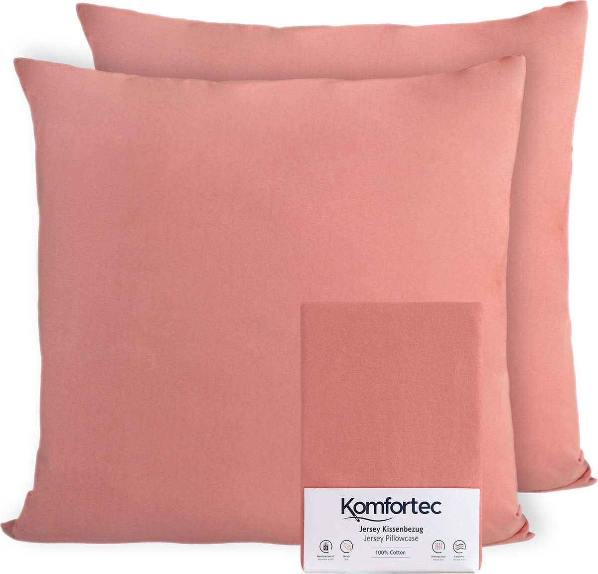 Komfortec Set van 2 Premium Jersey Kussenslopen 40x40 cm - Superzachte Kussenhoes – 100% Katoen – 150 g/m² - Roze