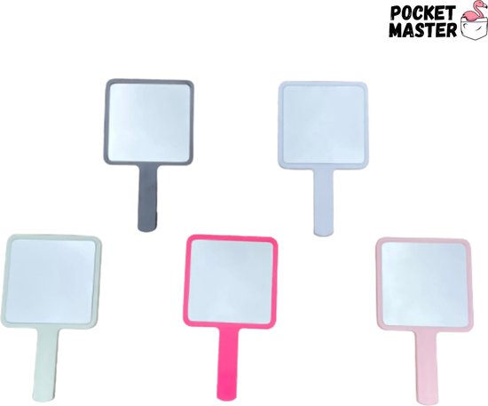 PocketMaster® Make-Up Spiegel / Handspiegel met Handvat - Roze - Klein - Compact - Handzaam - 8,0 X 8,0 cm Spiegeloppervlak - Afbeelding 3