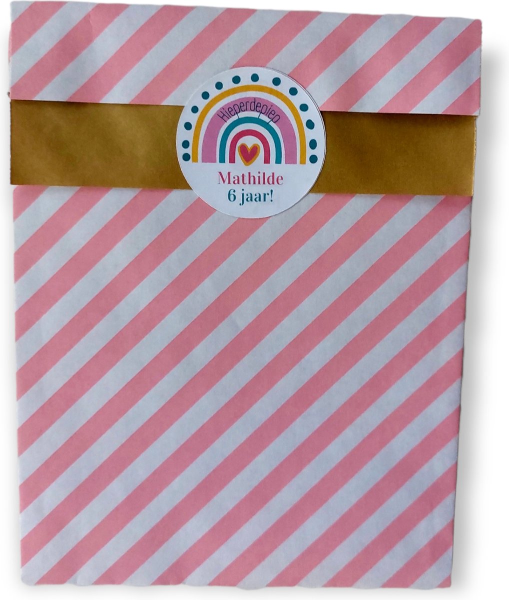 20 x Naam Verjaardag Stickers Leeftijd | Meisje Regenboog | Gepersonaliseerd Trakteren | Sluitstickers | Kinderfeest Traktatie — afbeelding 2