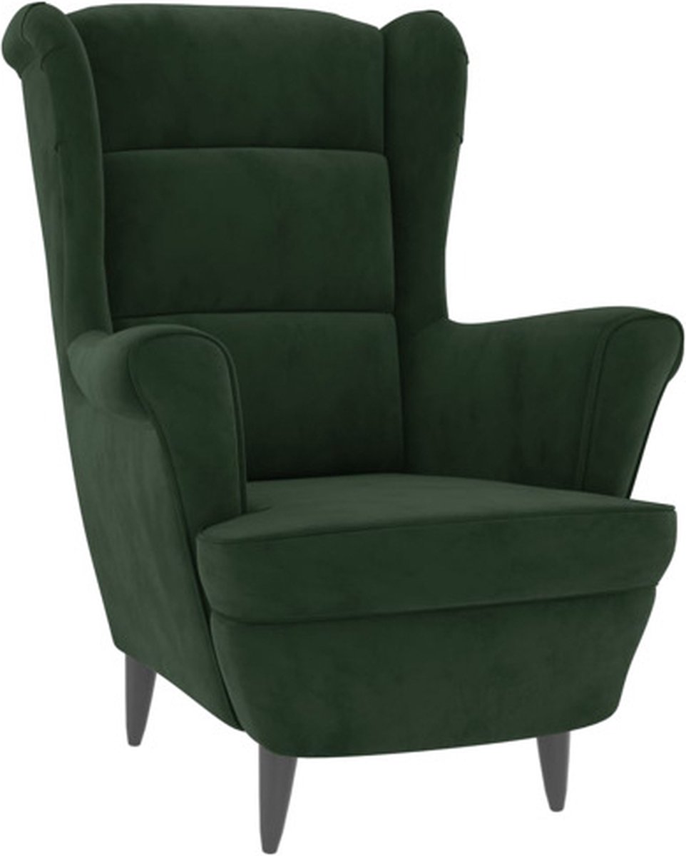 vidaXL Fauteuil - fluweel - donkergroen