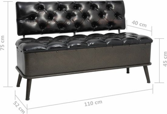 Banc de rangement vidaXL avec dossier 110 cm similicuir noir - Banc de rangement - Bancs de rangement - Coffre de rangement
