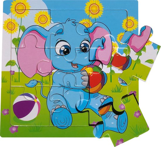 2 Puzzles en bois de 9 pièces - Animaux: Éléphant et Girafe - Pour les  enfants de 1 à... | bol.com