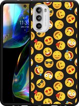 Motorola Moto G82 Hoesje Zwart Emoji - Designed by Cazy