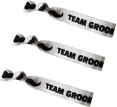 6 Elastische armbanden wit met zwarte tekst Team Groom - bruidegom - armband - vrijgezellenfeest - vrijgezellenavond