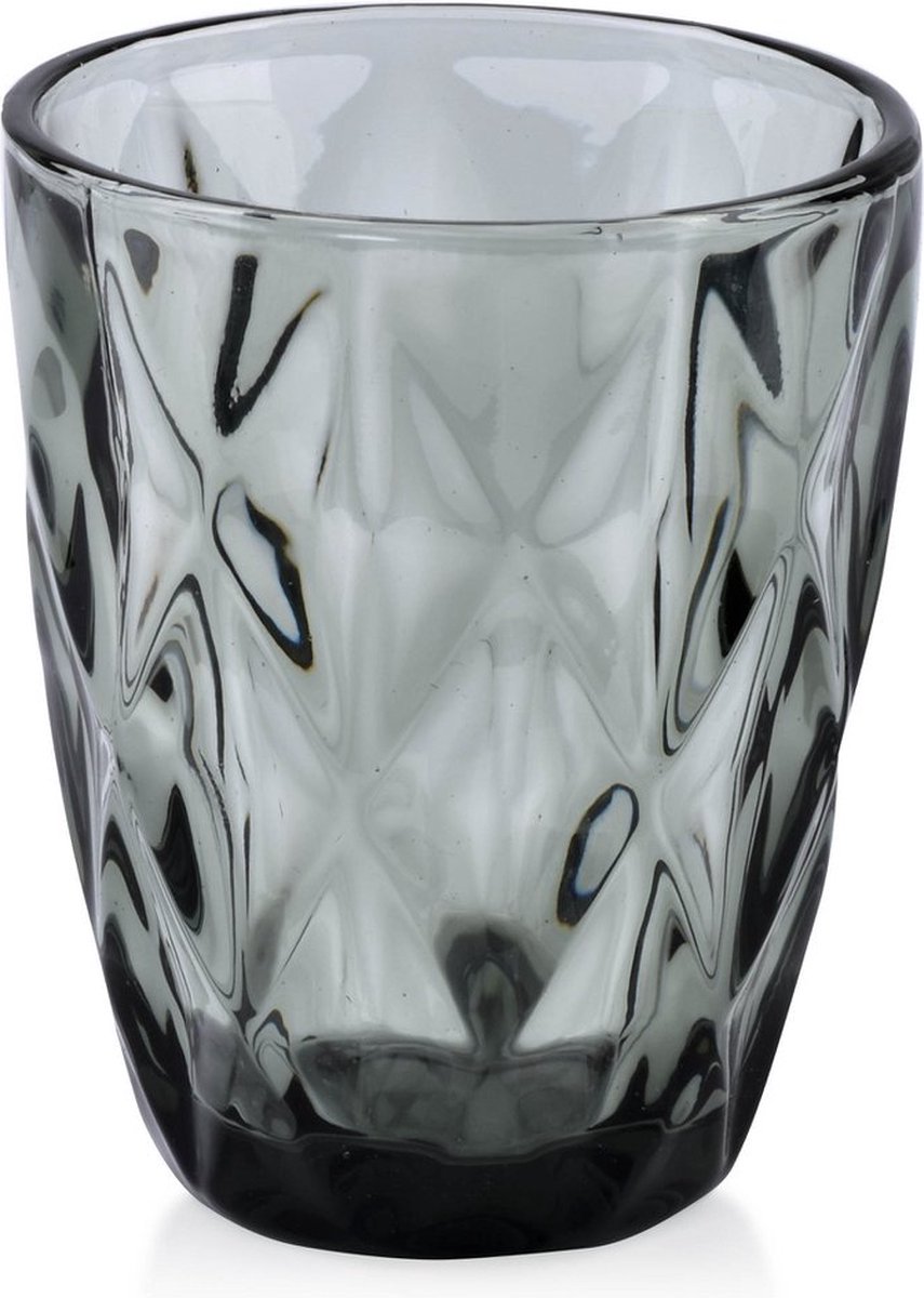 Affekdesign - Elise Set van 6 glazen met reliëf - 250 ml - Grijs