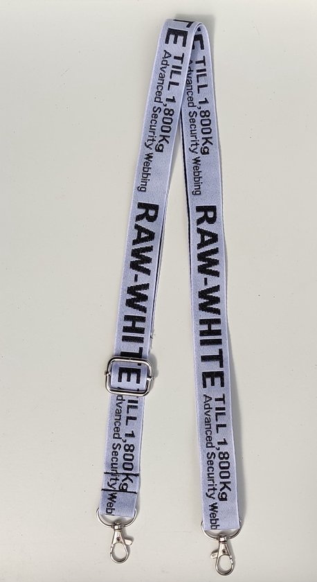 Tassenriem - bag straps - tassenband - schouderband - RAW White - verstelbaar - wit zwart - zilveren gesp - 25mm