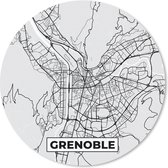 Muismat - Mousepad - Rond - Frankrijk - Grenoble - Stadskaart - Plattegrond - Kaart - 30x30 cm - Ronde muismat