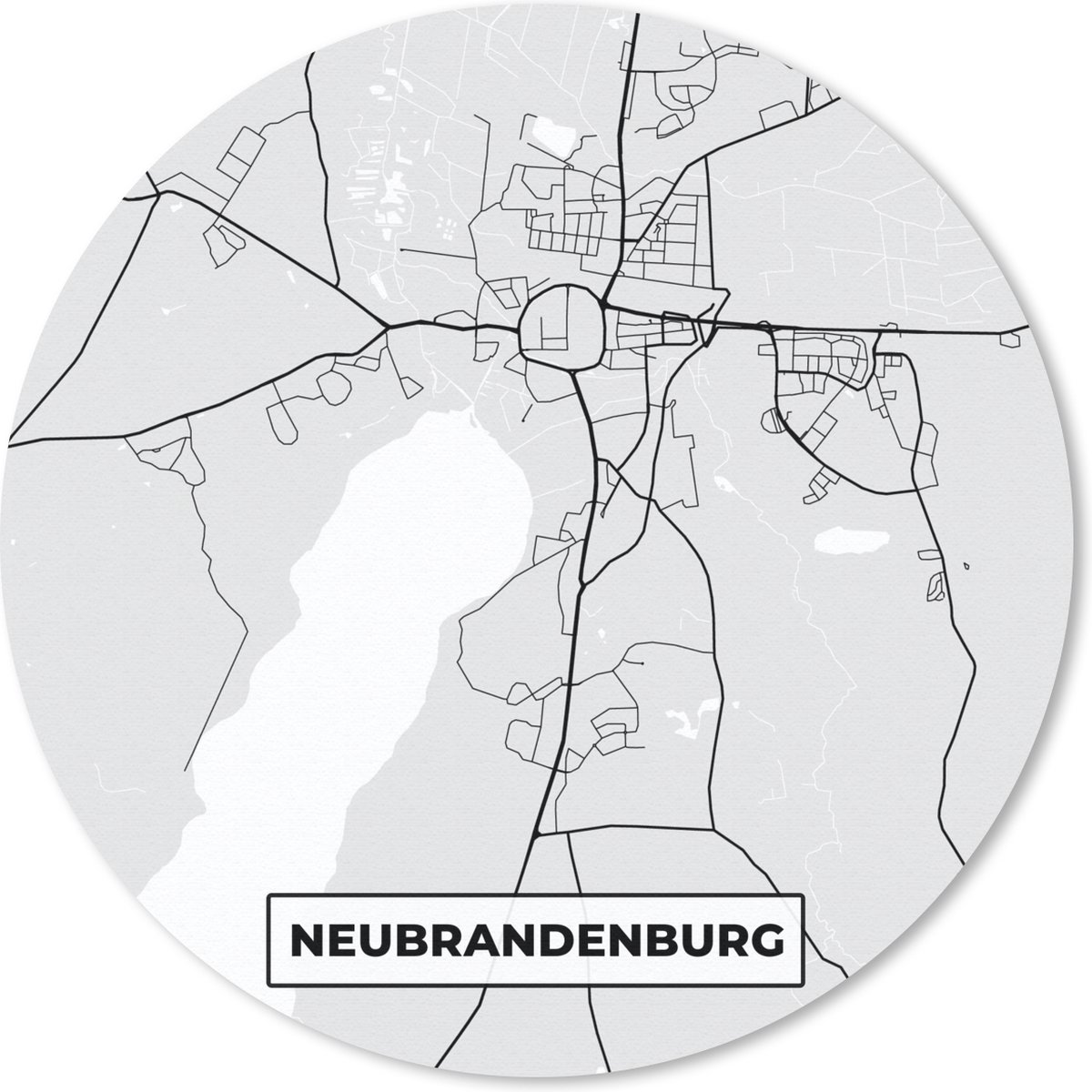 Muismat rond 50x50 cm - Mousepad Duitsland - Stadskaart - Plattegrond - Kaart - Neurandenburg - Ronde muismatten - Stadskaart