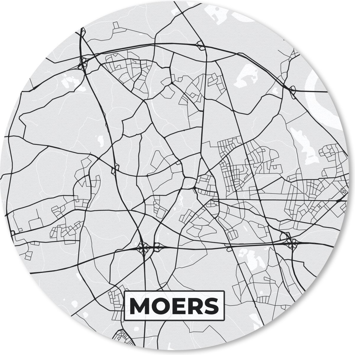 Muismat rond 20x20 cm - Mousepad Kaart - Duitsland - Stadskaart - Plattegrond - Moers - Ronde muismatten - Stadskaart