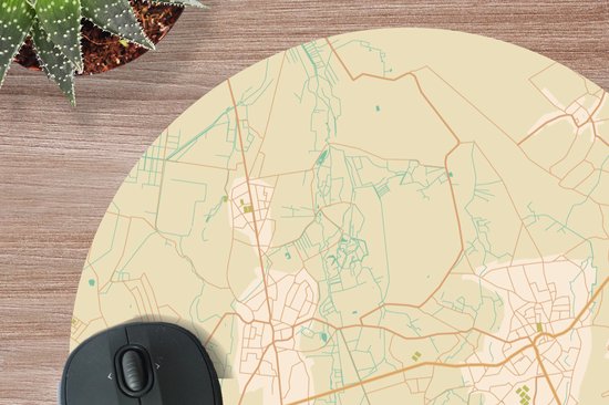 Muismat rond 40x40 cm - Mousepad Harmont-Achel - Kaart - Vintage - Plattegrond - Stadskaart - Ronde muismatten - Stadskaart