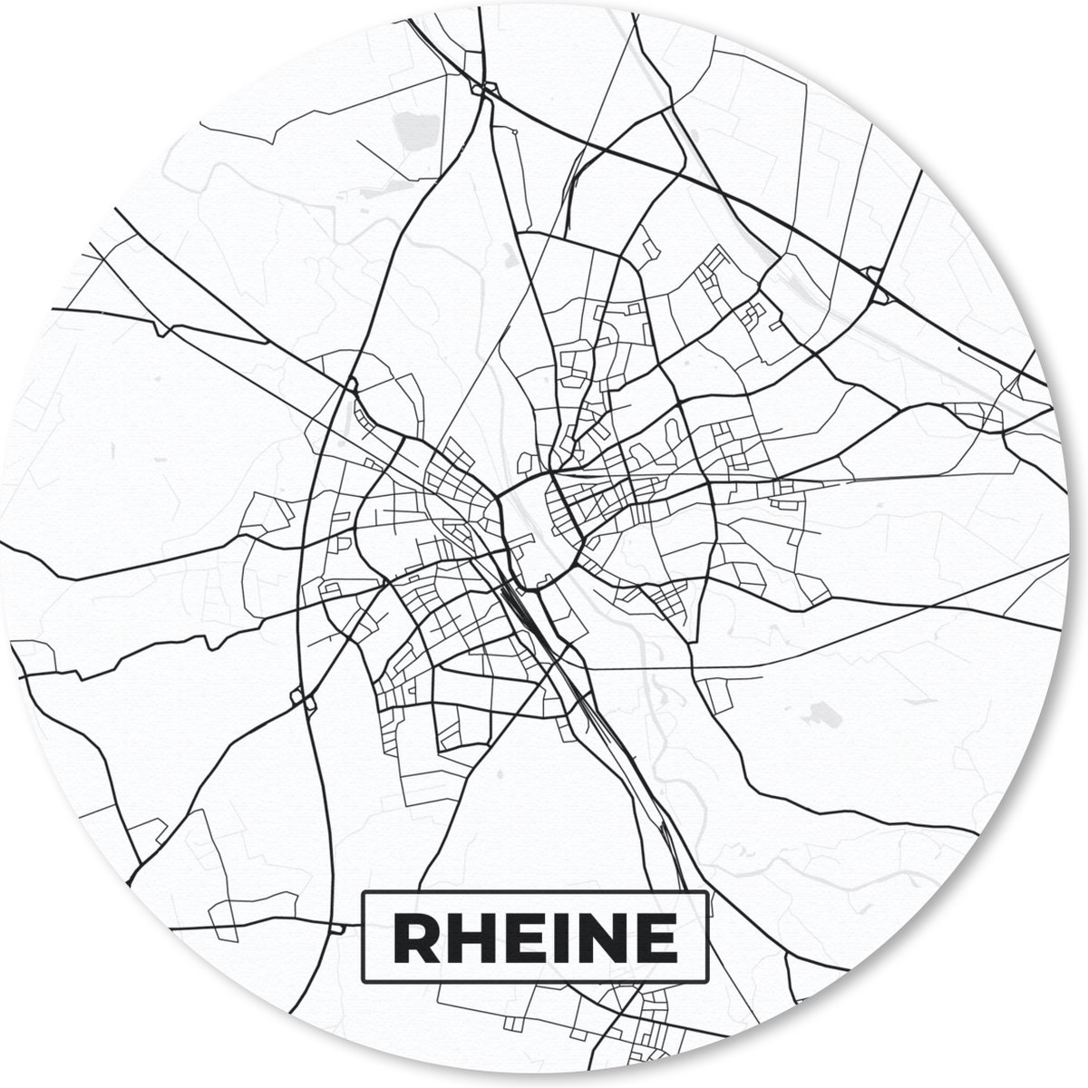 Muismat rond 20x20 cm - Mousepad Rheine - Kaart - Stadskaart - Plattegrond - Ronde muismatten - Stadskaart