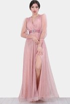 Hasvel-Glitter Jurk - Avond jurk - Feestjurk - Misty roze maxi jurk- Dames Feestjurk -Galajurk- Maat XL-Hasvel-Glitter Dress - Evening dress - Party dress - Powder pink maxi dress - Ladies Party dress -Prom dress- Size XL