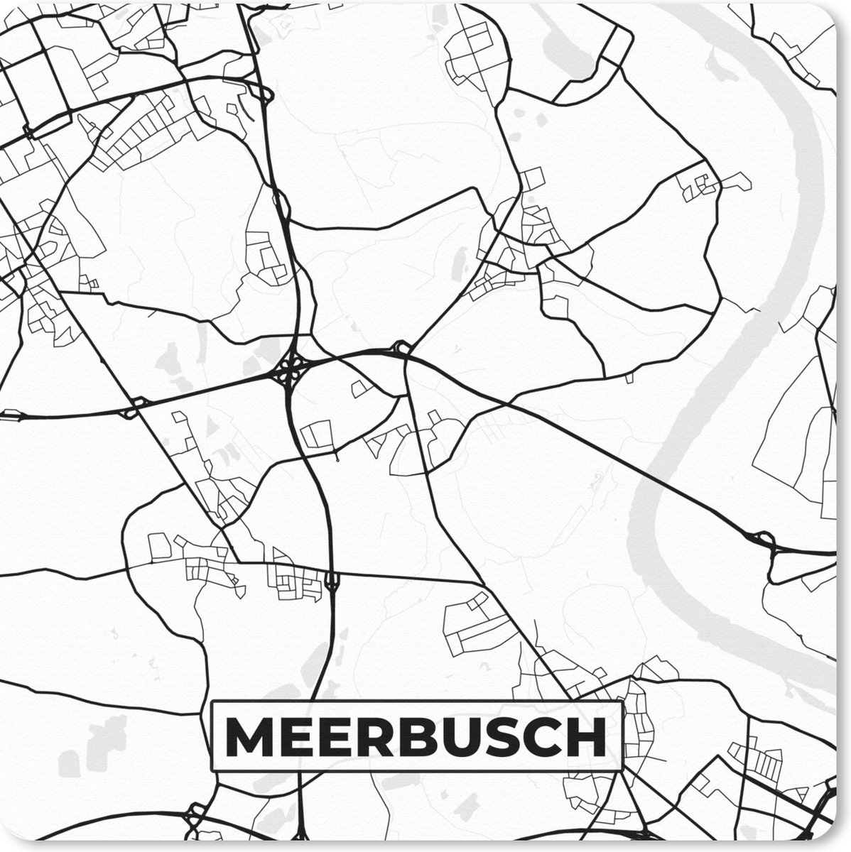 Muismat 20x20 cm - Mousepad Meerbusch - Plattegrond - Kaart - Stadskaart - Muismatten - Stadskaart