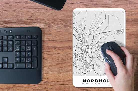 Muismat 18x27 cm - Mousepad Duitsland - Nordhorn - Kaart - Stadskaart - Plattegrond - Muismatten - Stadskaart