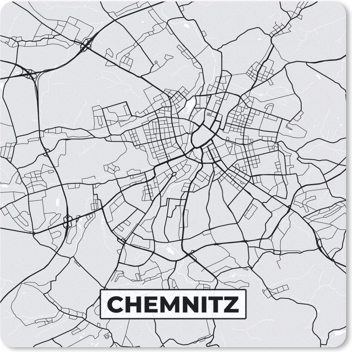 Muismat 30x30 cm - Mousepad Kaart - Plattegrond - Stadskaart - Duitsland - Chemnitz - Muismatten - Stadskaart