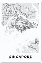 Muismat - Mousepad - Singapore - Plattegrond - Stadskaart - Zwart Wit - Kaart - 18x27 cm - Muismatten