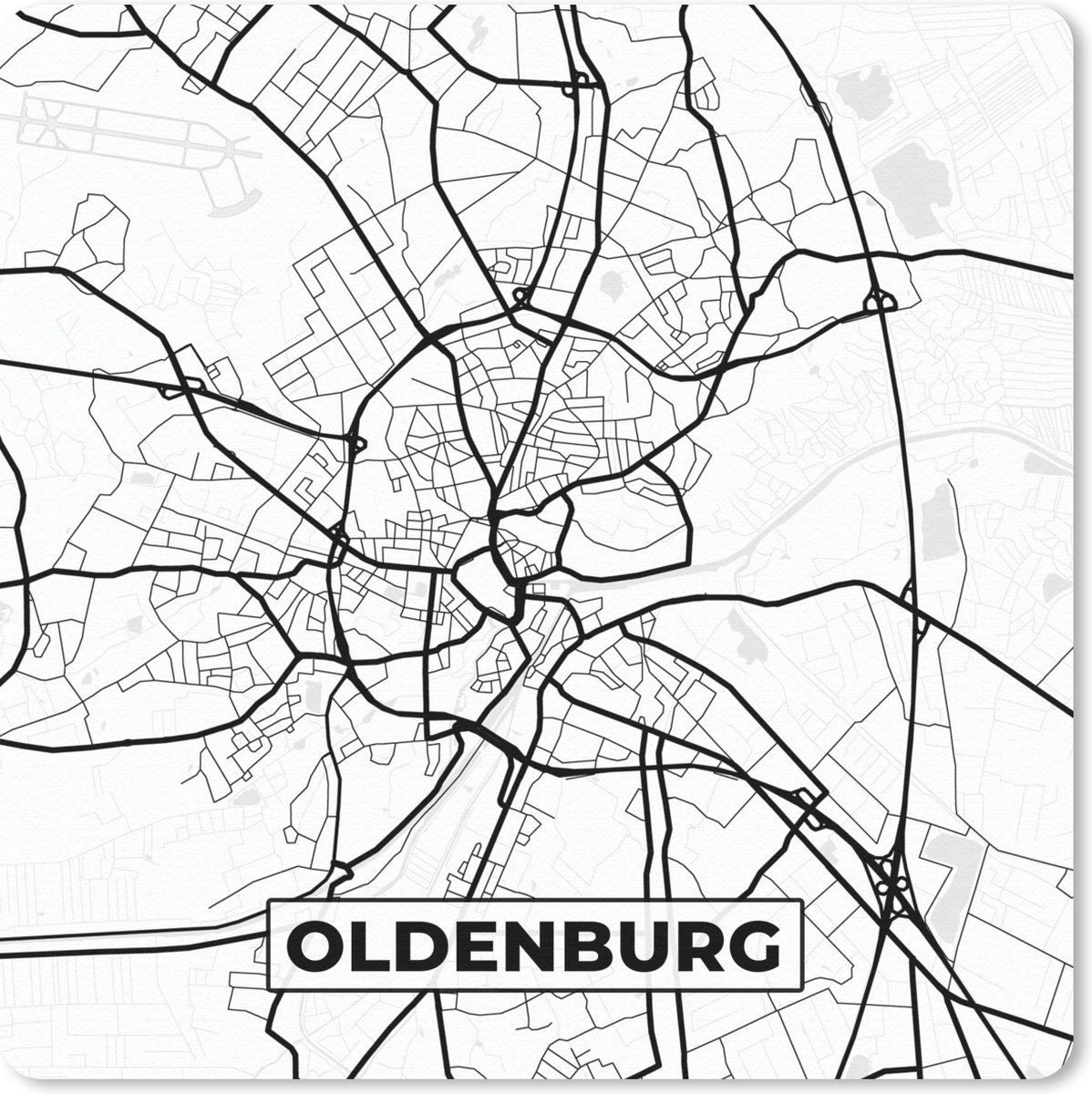 Muismat 30x30 cm - Mousepad Stadskaart - Plattegrond - Oldenburg - Kaart - Muismatten - Stadskaart