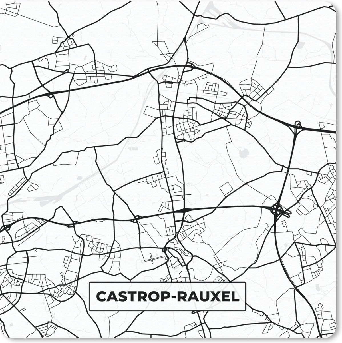 Muismat 30x30 cm - Mousepad Plattegrond - Kaart - Castrop-Rauxel - Stadskaart - Muismatten - Stadskaart