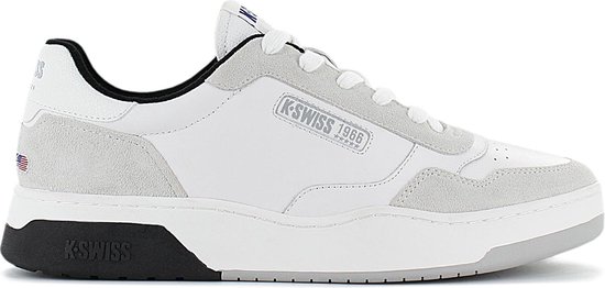 K-Swiss Cannoncourt Leather - Herren Retro Sneakers Sportschoenen Schoenen Wit 07429-963-M - Maat EU 44 UK 9.5