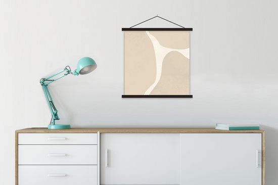 Porte-affiche avec affiche - Affiche scolaire - Pastel - Rose - Abstrait - Taches - 60x60 cm - Lattes noires