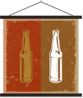 Porte-affiche avec affiche - Affiche scolaire - Bouteille - Vintage - Simple - 90x90 cm - Lattes noires - Cadeau Vaderdag - Cadeau - Cadeau pour lui - Astuce - Hommes