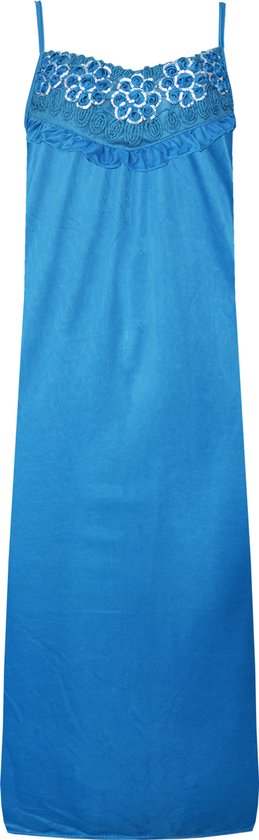 Dames nachthemd Fine Woman spaggeti bandjes blauw One size