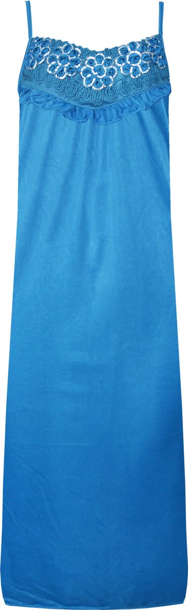 Dames nachthemd Fine Woman spaggeti bandjes blauw One size