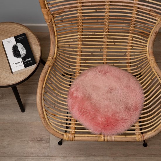 WOOOL® Schapenvacht Chairpad - Australisch Roze (38cm) ROND - Stoelkussen - 100% Echt - Eenzijdig