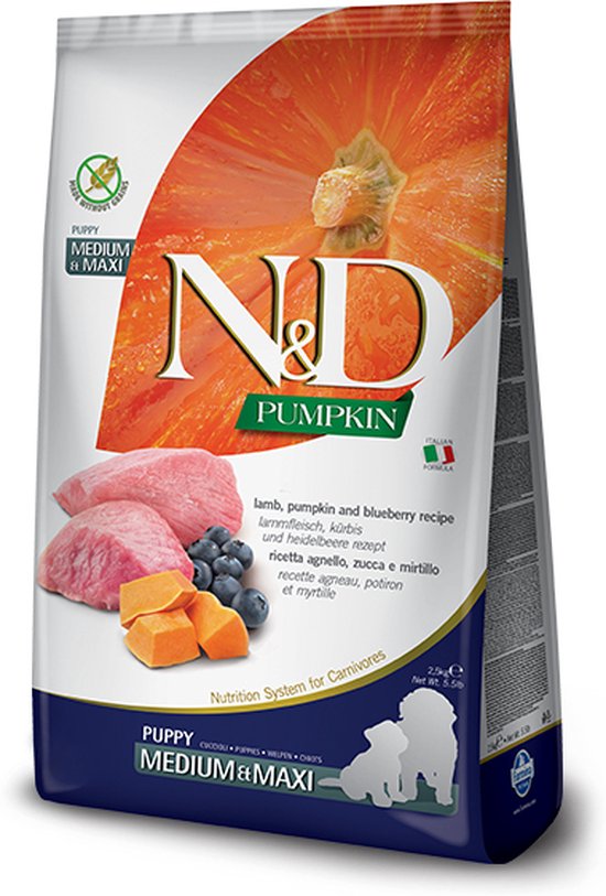 FARMINA N&D GF PUMPKIN DOG LAMB&BLUEBERRY PUPPY MEDIUM/MAXI 2,5kg
