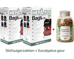 Numatic - 2x Stofzuigerzakken + 1x Geurkorrels (eucalyptus geur) - Hepa flo bags - Voor Henry/Hetty - NVM 1CH X10 - COMBIDEAL