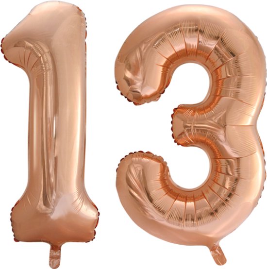 Folieballon 13 jaar Rose Goud 66cm