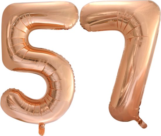 Folieballon 57 jaar Rose Goud 66cm