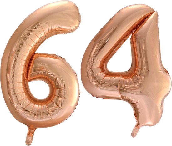 Folieballon 64 jaar Rose Goud 66cm