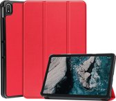 Hoesje geschikt voor Nokia T20 hoes boekcase Rood - Hoesje geschikt voor Nokia T20 hoesje cover smart hoes - hoes Hoesje geschikt voor Nokia T20 Kunstleer - Hoesje geschikt voor Nokia T20 case - T20 Trifold smart Cover