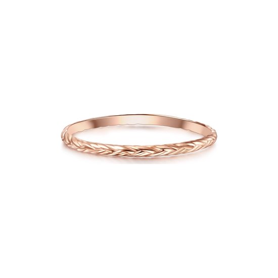 Bague en or rose avec motif tressé.