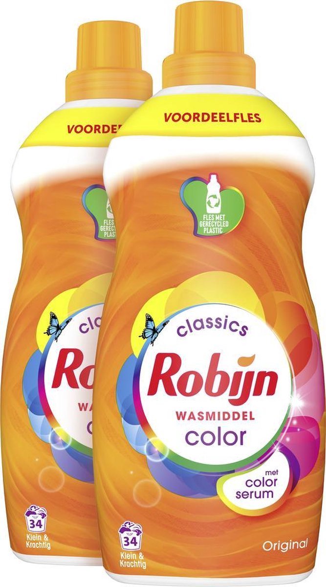 Robijn Klein & Krachtig Color Vloeibaar Wasmiddel - 2 x 40 wasbeurten - Voordeelverpakking - Robijn