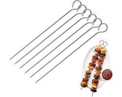 foto van PD® - Barbecue spiezen 30 cm - 6delig - BBQ spiezen set - Spiezen voor marsmallows - Vleesspiezen - Vleespennen - Saté prikkers