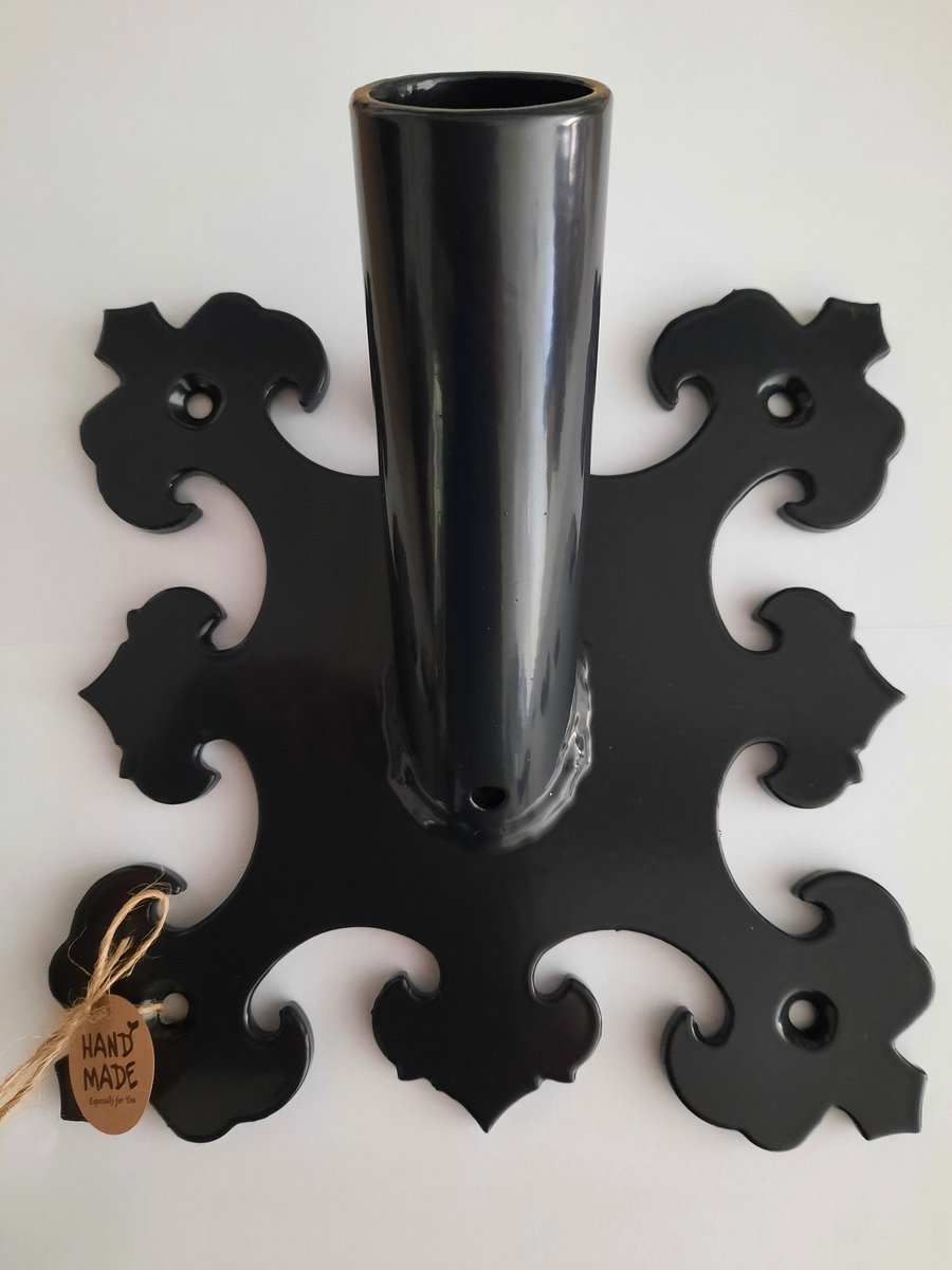 Vlaggenstokhouder smeedijzer zwart barok 21 x 21 cm