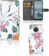 Telefoonhoesje Nokia G10 | G20 Wallet Bookcase Bird Flowers