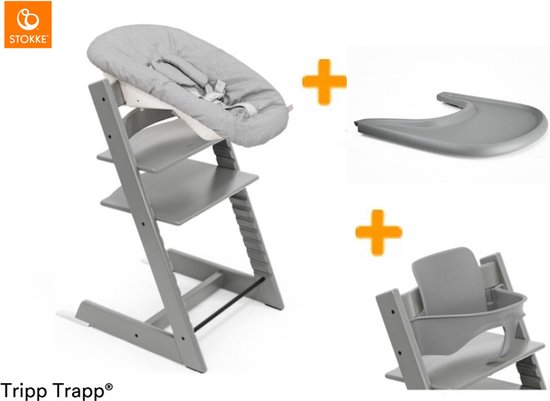 Chaise haute Stokke Tripp Trapp - Storm Grey + Ensemble nouveau-né