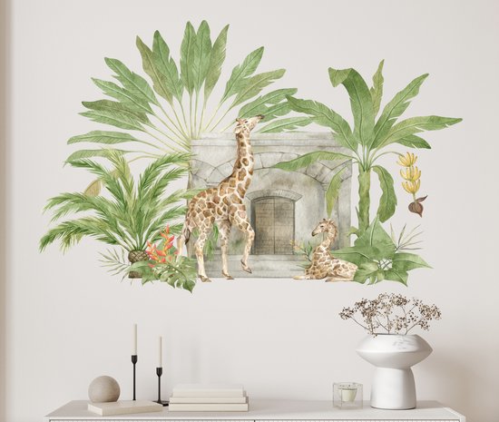 Stickerkamer® Muursticker Jungle Tropisch | Wanddecoratie | Tropisch | Giraffe
