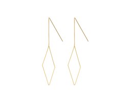Goud Plated Hang oorbellen Met Lang Ruit