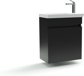 Serie Ivreo - Meuble de salle de bain / Meuble de toilette - 45x28x55 cm - Zwart Mat - MDF - Industriel
