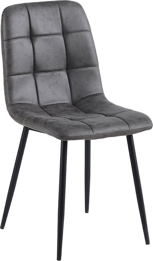 Colenis® - Ela Eetkamerstoel - Set Van 4 - Antraciet - Microvezel - Industrieel