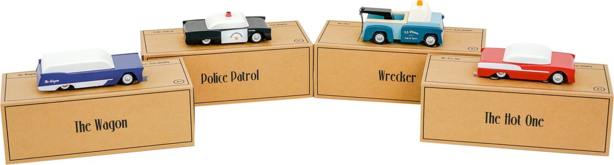 Mr. Dendro - Houten speelgoed auto set - 4 grote houten auto's